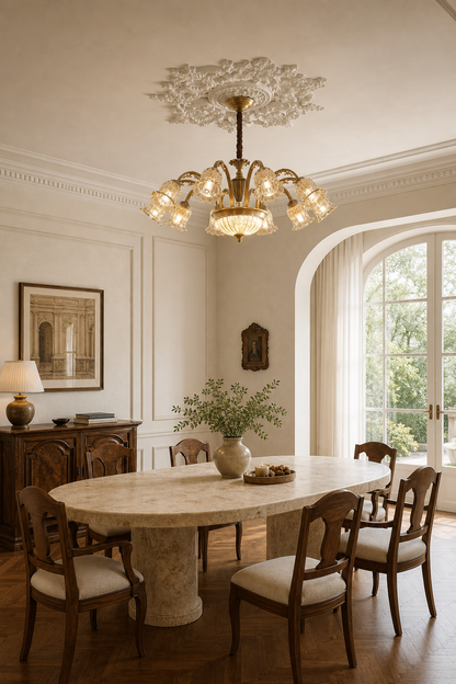 Vintage Brass Floral crystal Chandelier