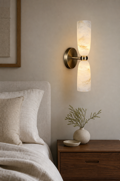 Double Alabaster Cylinder Wall Sconce