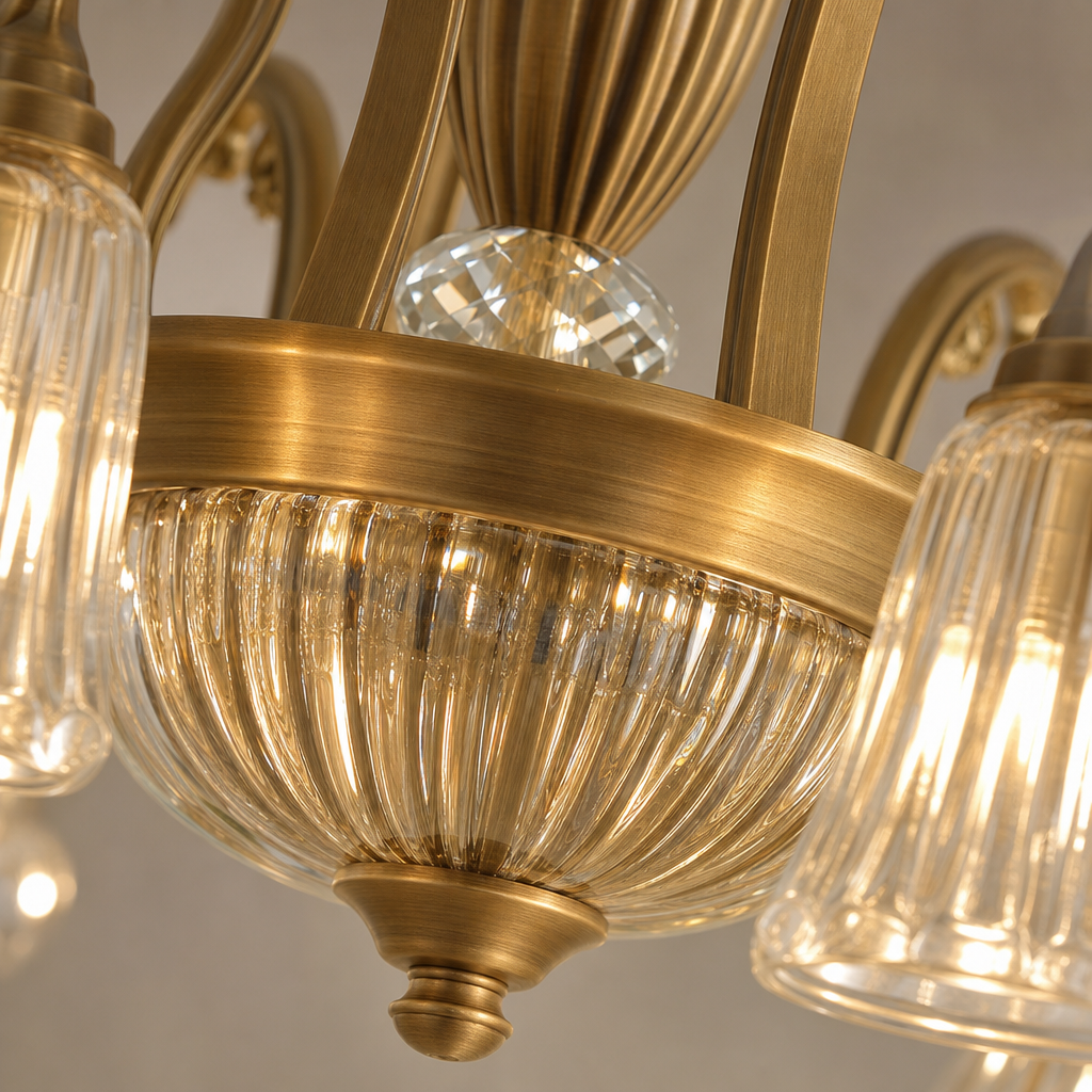 
Vintage Brass Floral crystal Chandelier